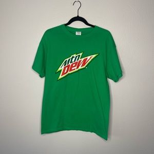 Men's Mountain Dew Soda Pop Green Crewneck Cotton Tee Shirt Size Medium
